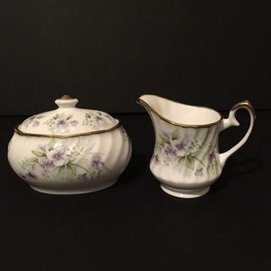 Vintage floral creamer sugar dish set